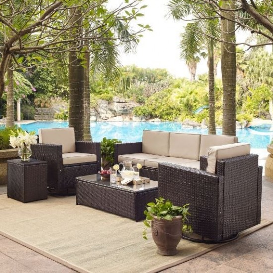 Palm Harbor 5Pc Outdoor Wicker Sofa Set Sand, KO70057BR-SA