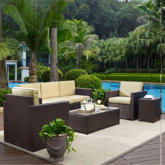 Palm Harbor 5Pc Outdoor Wicker Sofa Set Sand, KO70057BR-SA