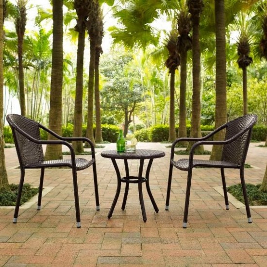 Palm Harbor 3Pc Outdoor Wicker Chair Set Brown