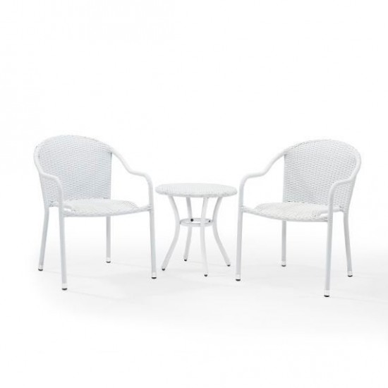 Palm Harbor 3Pc Outdoor Wicker Chair Set White