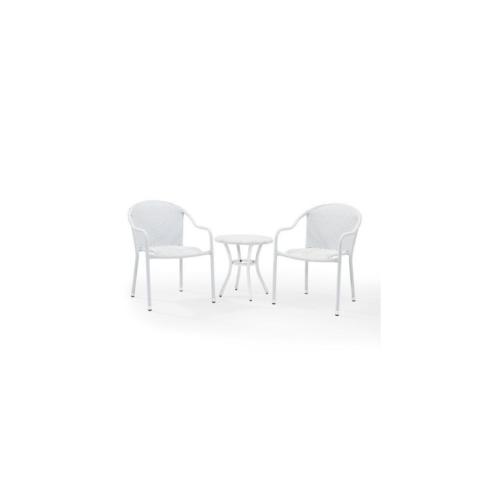 Palm Harbor 3Pc Outdoor Wicker Chair Set White Palm Harbor 3Pc Outdoor Wicker Chair Set White