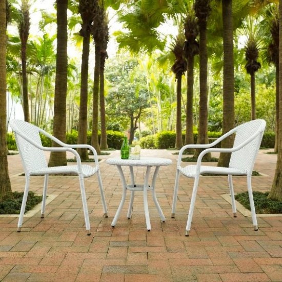 Palm Harbor 3Pc Outdoor Wicker Chair Set White