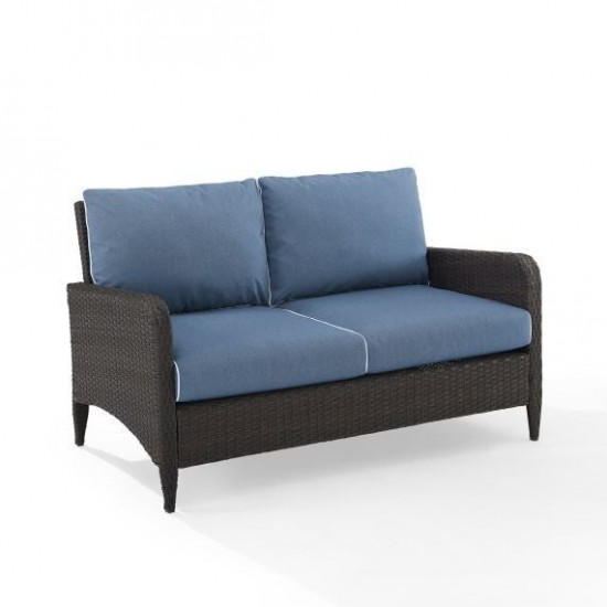 Kiawah Outdoor Wicker Loveseat Blue/Brown