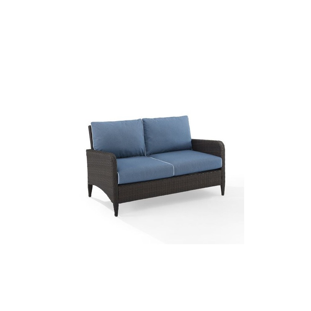 Kiawah Outdoor Wicker Loveseat Blue/Brown