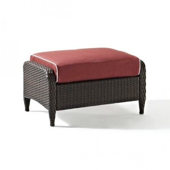 Kiawah Outdoor Wicker Ottoman Sangria/Brown