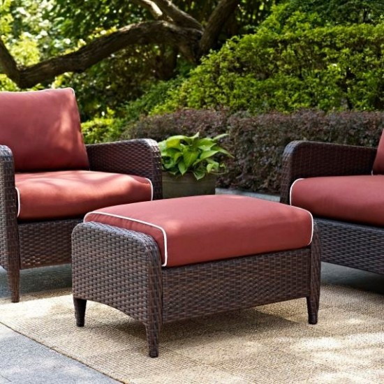 Kiawah Outdoor Wicker Ottoman Sangria/Brown