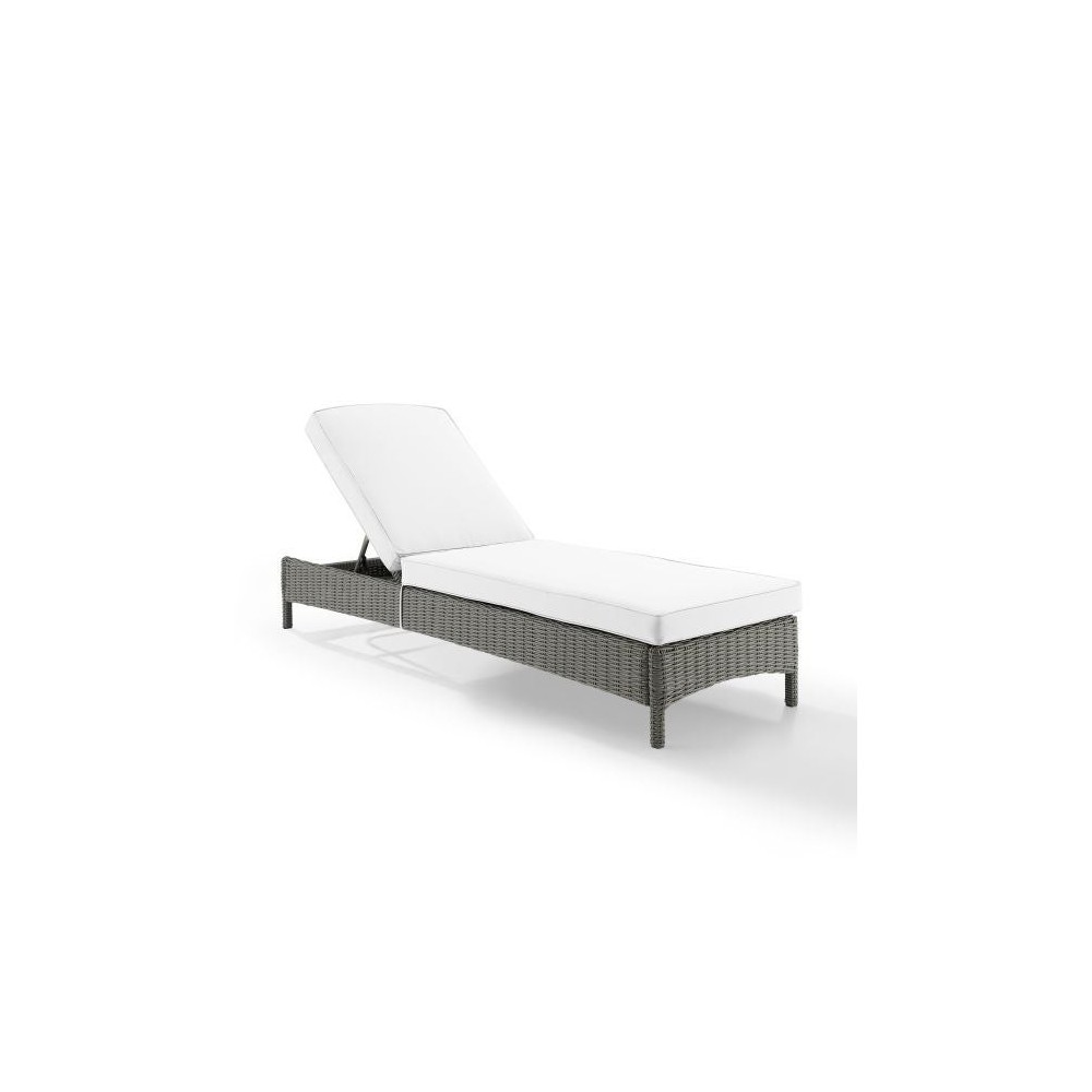 Bradenton Outdoor Wicker Chaise Lounge - Sunbrella White/Gray