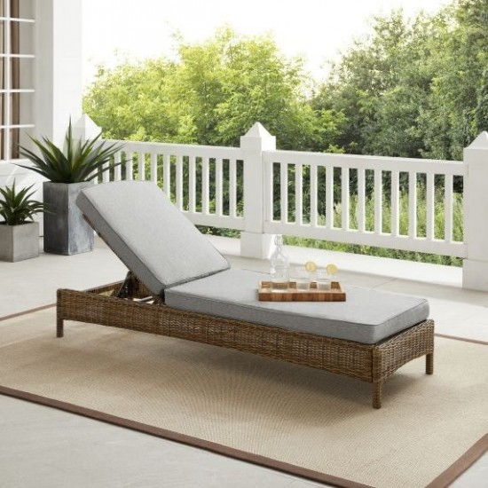 Bradenton Outdoor Wicker Chaise Lounge Gray/Weathered Brown