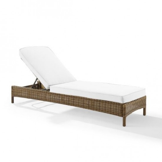 Bradenton Outdoor Wicker Chaise Lounge - Sunbrella White/Weathered Brown