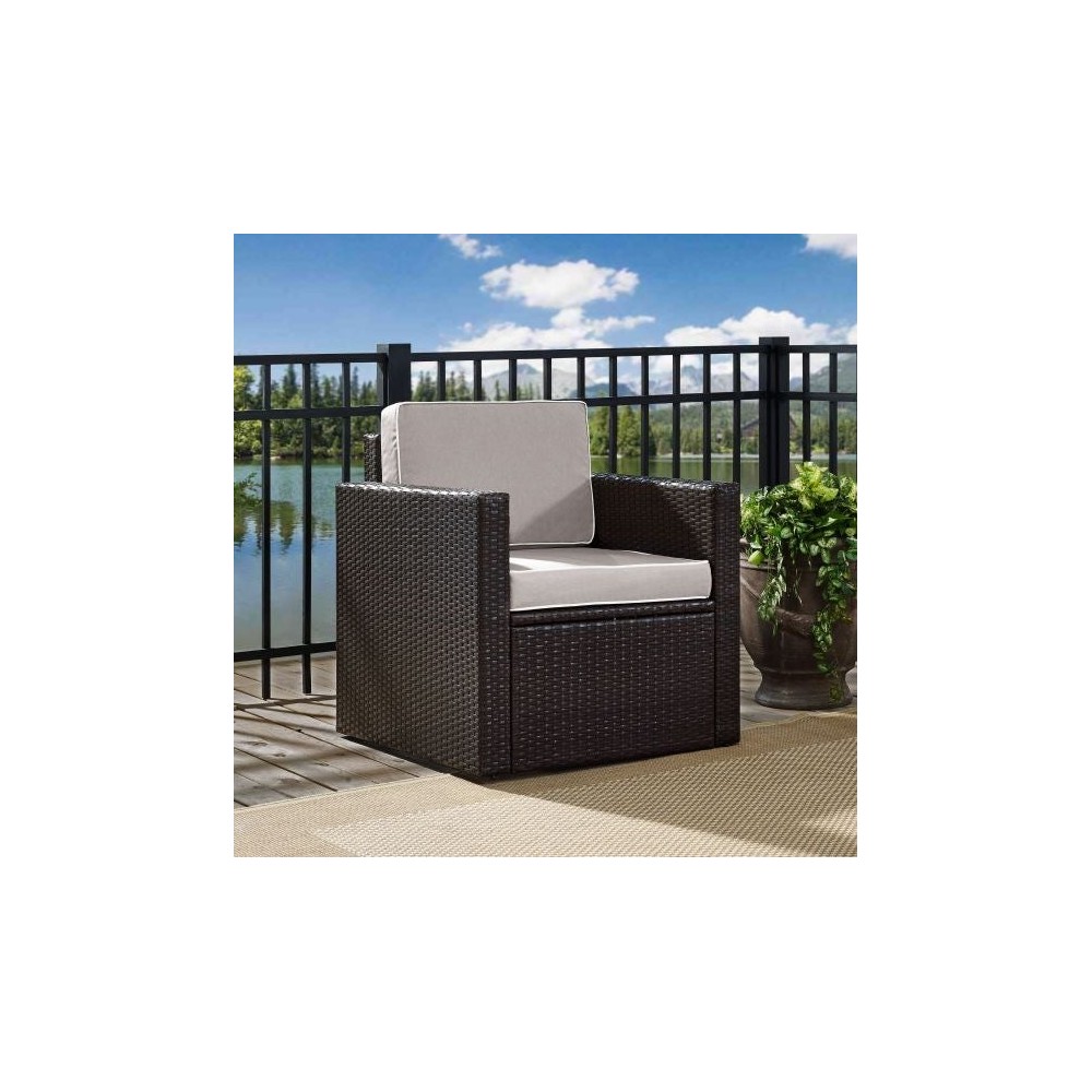 Palm Harbor Outdoor Wicker Armchair Gray/Brown