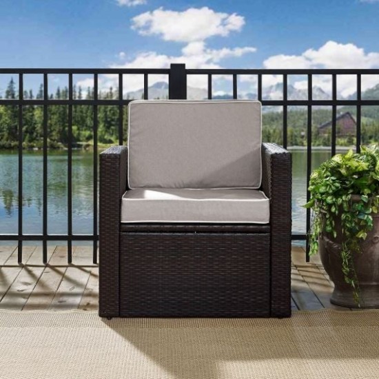 Palm Harbor Outdoor Wicker Armchair Gray/Brown