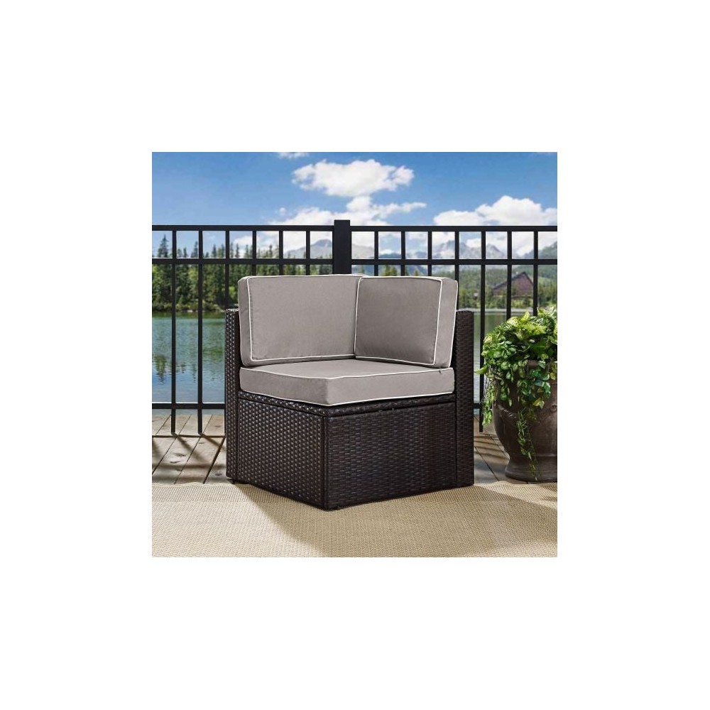 Palm Harbor Outdoor Wicker Corner Chair Gray/Brown