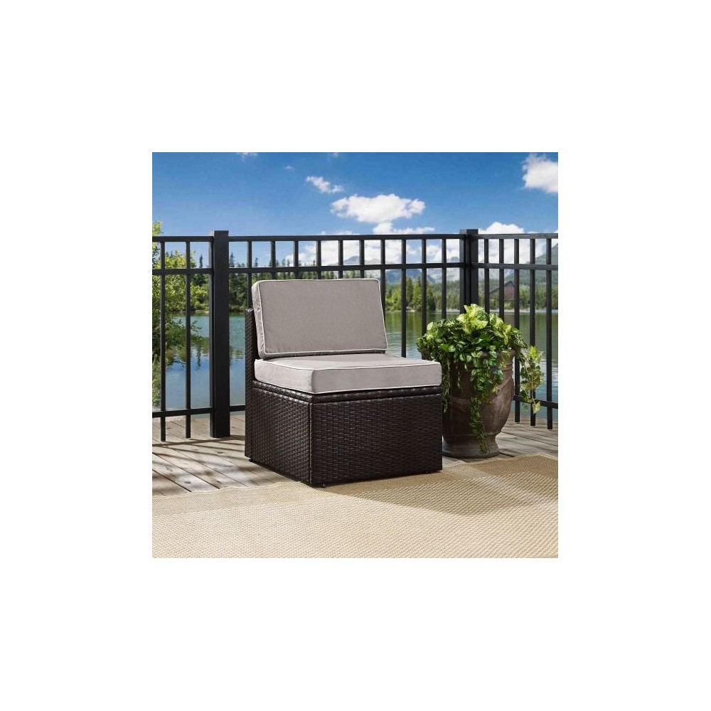 Palm Harbor Outdoor Wicker Center Chair Gray/Brown