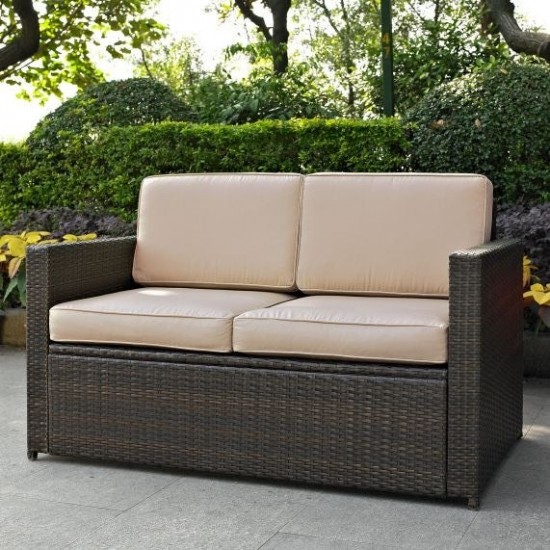 Palm Harbor Outdoor Wicker Loveseat Sand/Brown