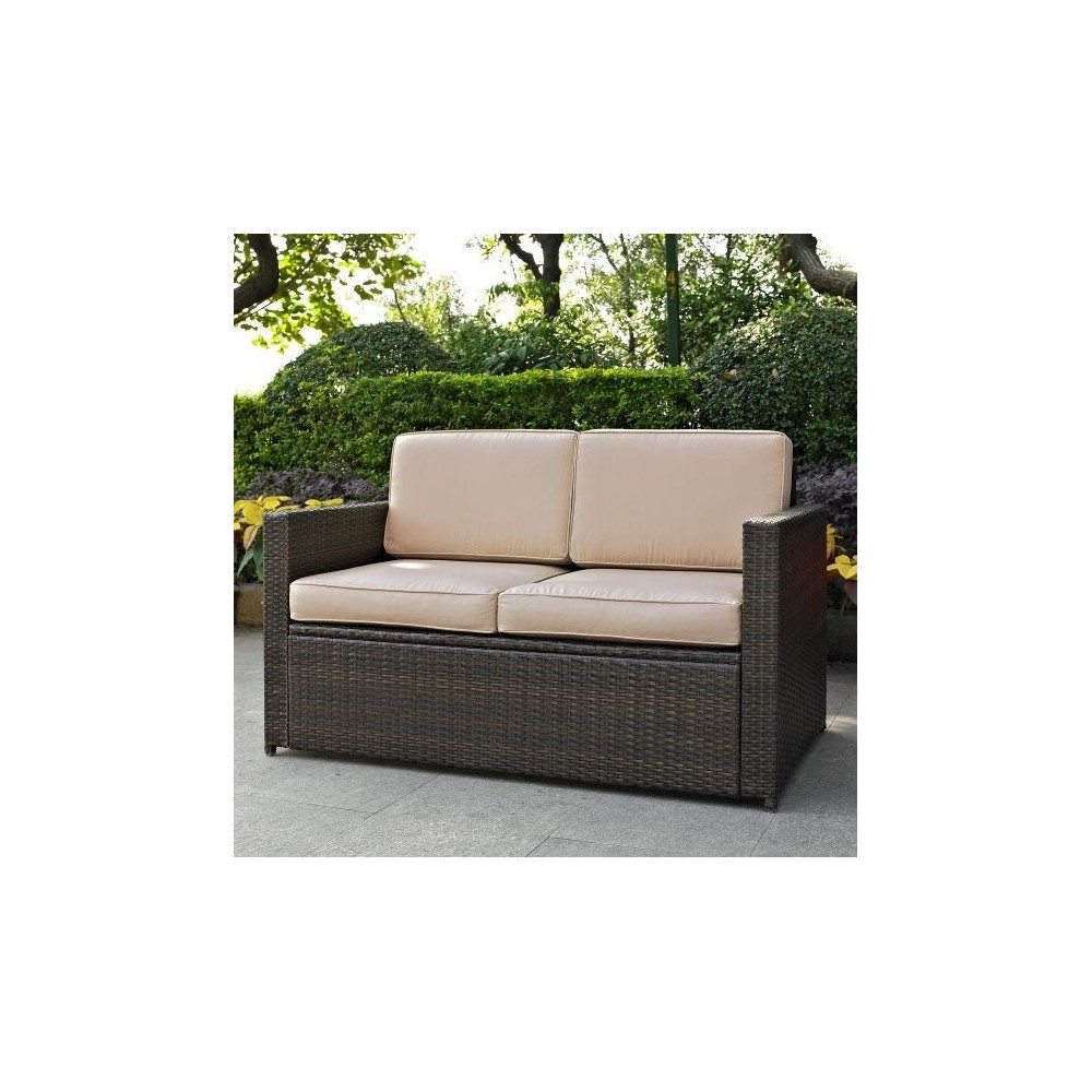 Palm Harbor Outdoor Wicker Loveseat Sand/Brown