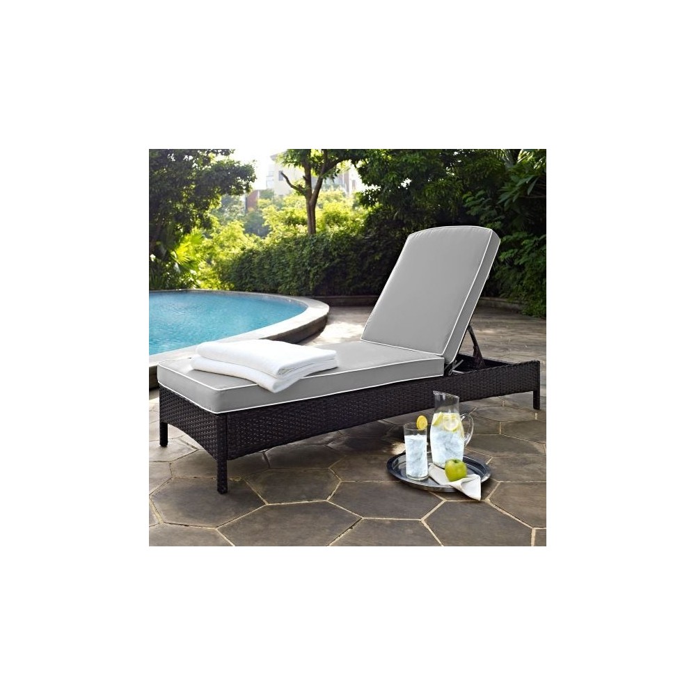 Palm Harbor Outdoor Wicker Chaise Lounge Gray/Brown