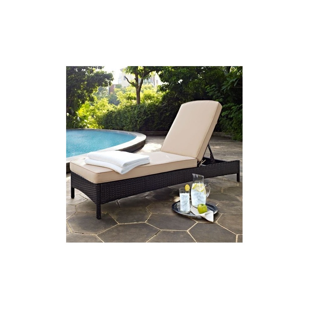 Palm Harbor Outdoor Wicker Chaise Lounge Sand/Brown