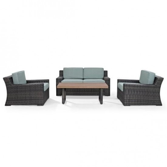 Beaufort 4Pc Outdoor Wicker Conversation Set Mist