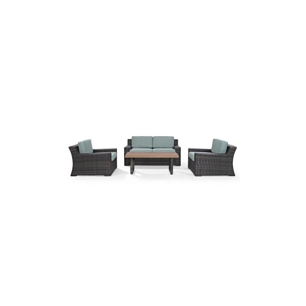 Beaufort 4Pc Outdoor Wicker Conversation Set Mist