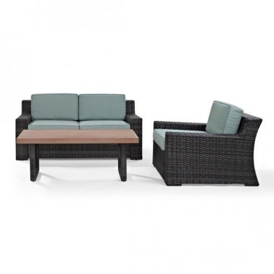 Beaufort 3Pc Outdoor Wicker Conversation Set- Loveseat, Chair , Coffee Table