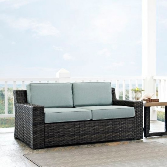 Beaufort Outdoor Wicker Loveseat Mist/Brown