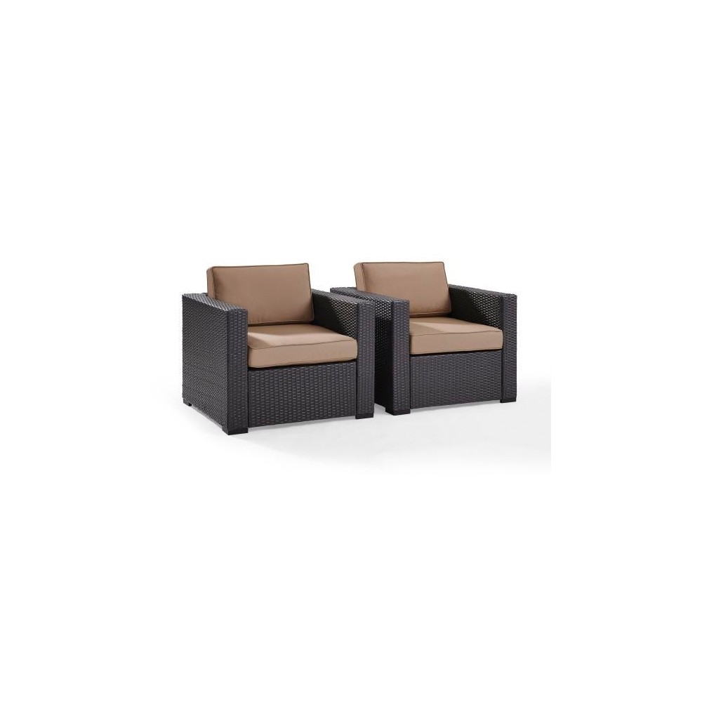 Biscayne 2Pc Outdoor Wicker Chair Set Mocha/Brown - 2 Chairs