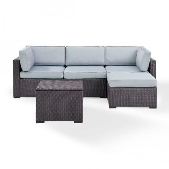 Biscayne 4Pc Outdoor Wicker Sectional Set Mist