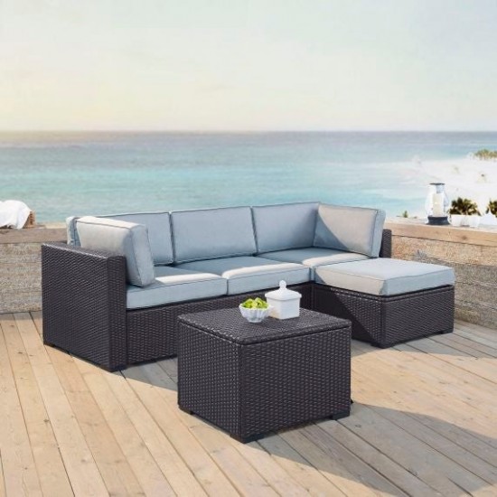 Biscayne 4Pc Outdoor Wicker Sectional Set Mist