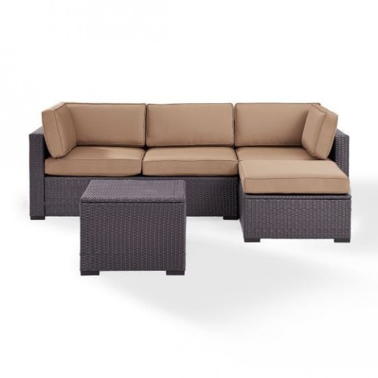 Biscayne 4Pc Outdoor Wicker Sectional Set Mocha