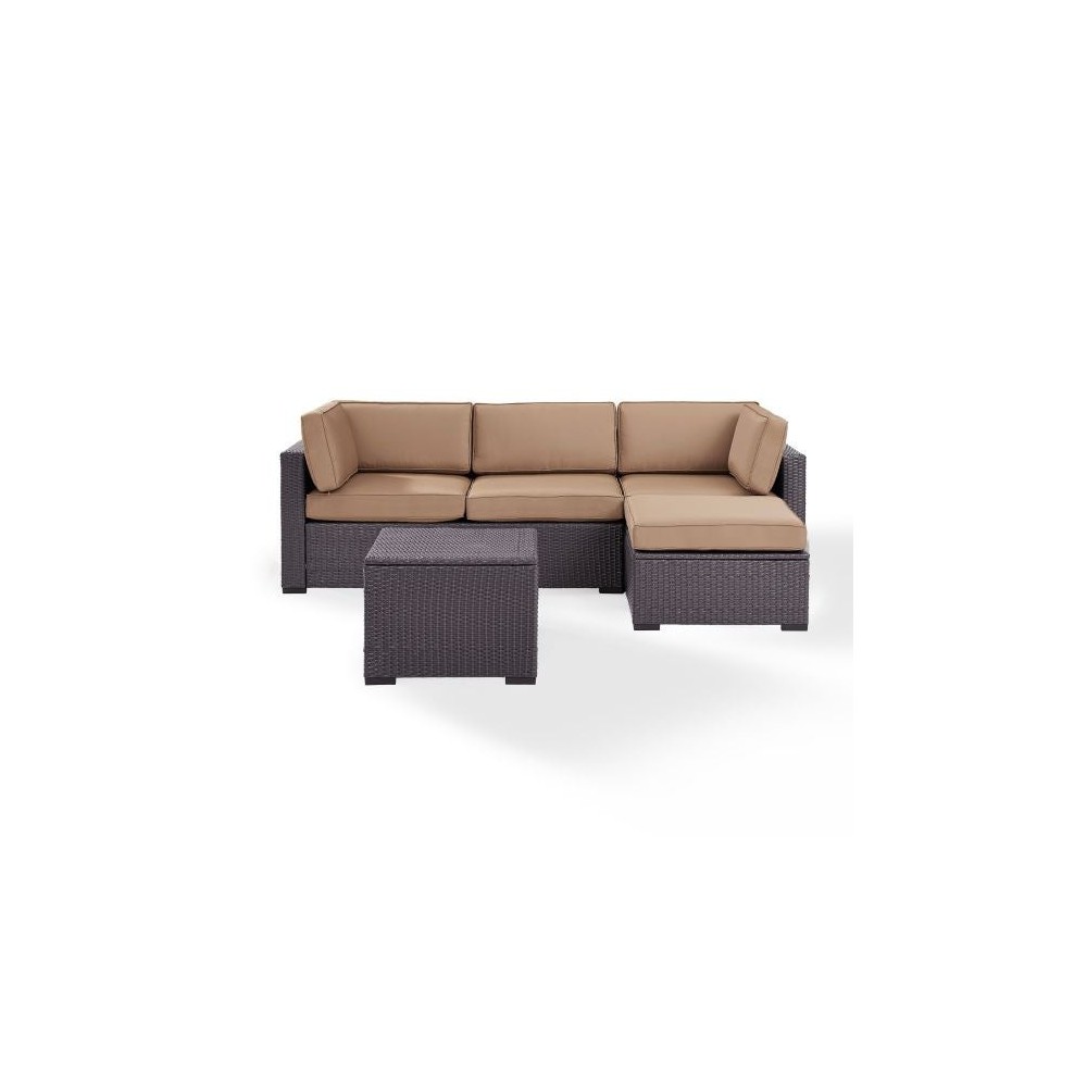 Biscayne 4Pc Outdoor Wicker Sectional Set Mocha