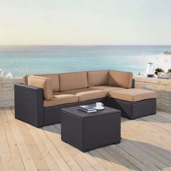 Biscayne 4Pc Outdoor Wicker Sectional Set Mocha