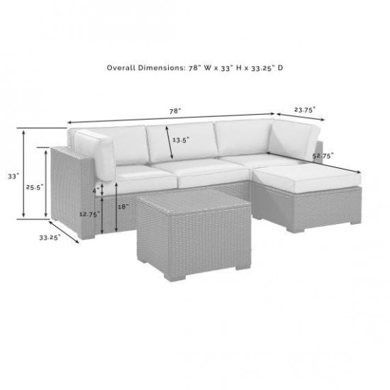 Biscayne 4Pc Outdoor Wicker Sectional Set Mocha