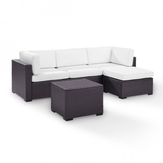 Biscayne 4Pc Outdoor Wicker Sectional Set White