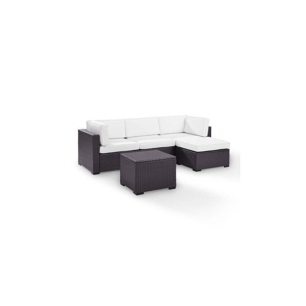 Biscayne 4Pc Outdoor Wicker Sectional Set White