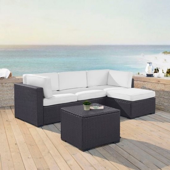 Biscayne 4Pc Outdoor Wicker Sectional Set White