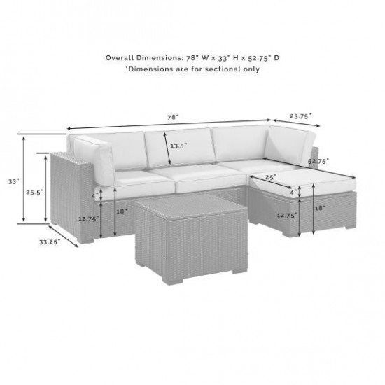 Biscayne 4Pc Outdoor Wicker Sectional Set White