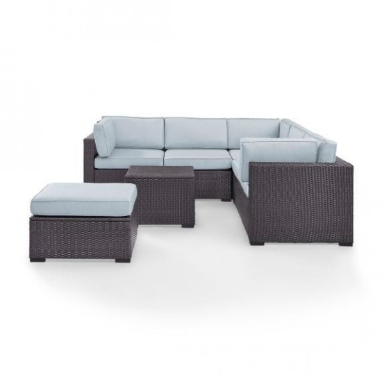 Biscayne 5Pc Outdoor Wicker Sectional Set Mist