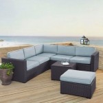 Biscayne 5Pc Outdoor Wicker Sectional Set Mist