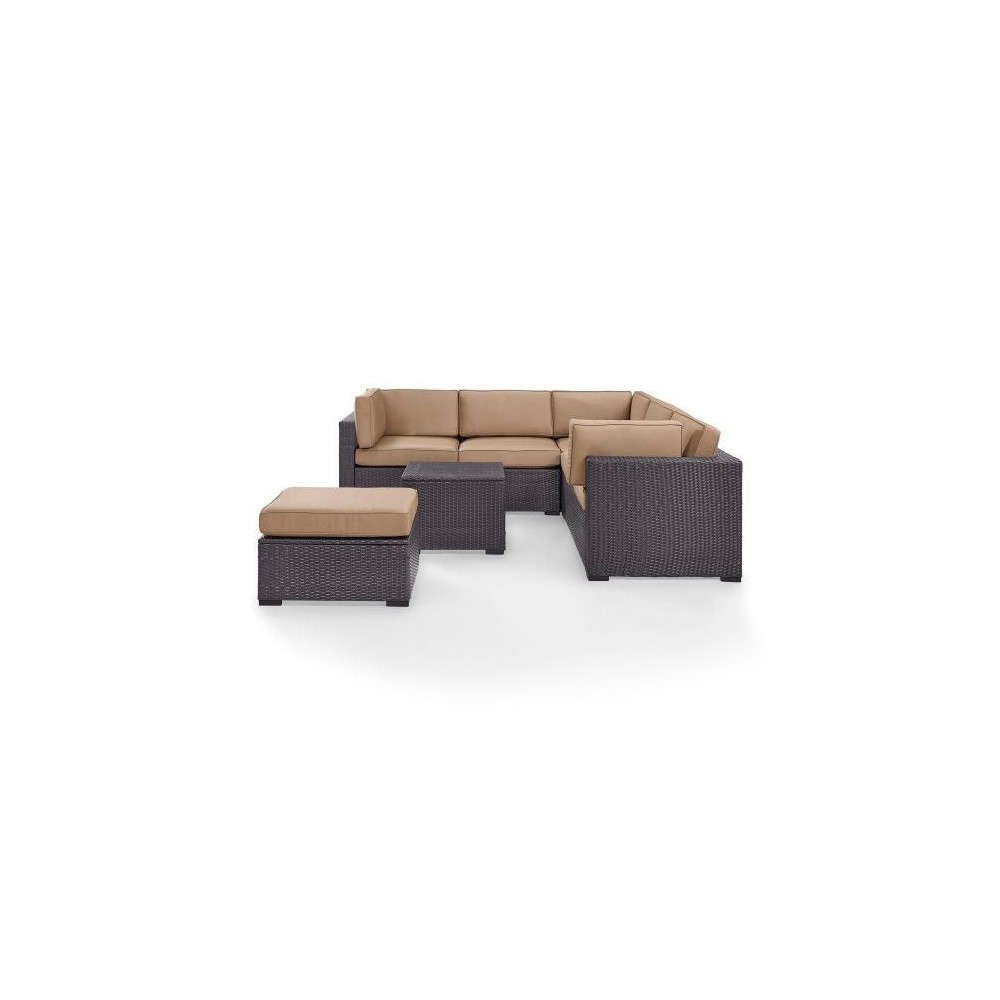 Biscayne 5Pc Outdoor Wicker Sectional Set Mocha