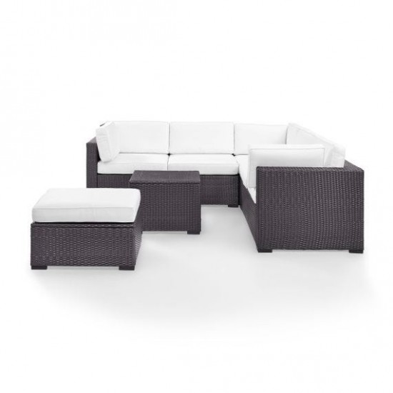 Biscayne 5Pc Outdoor Wicker Sectional Set White