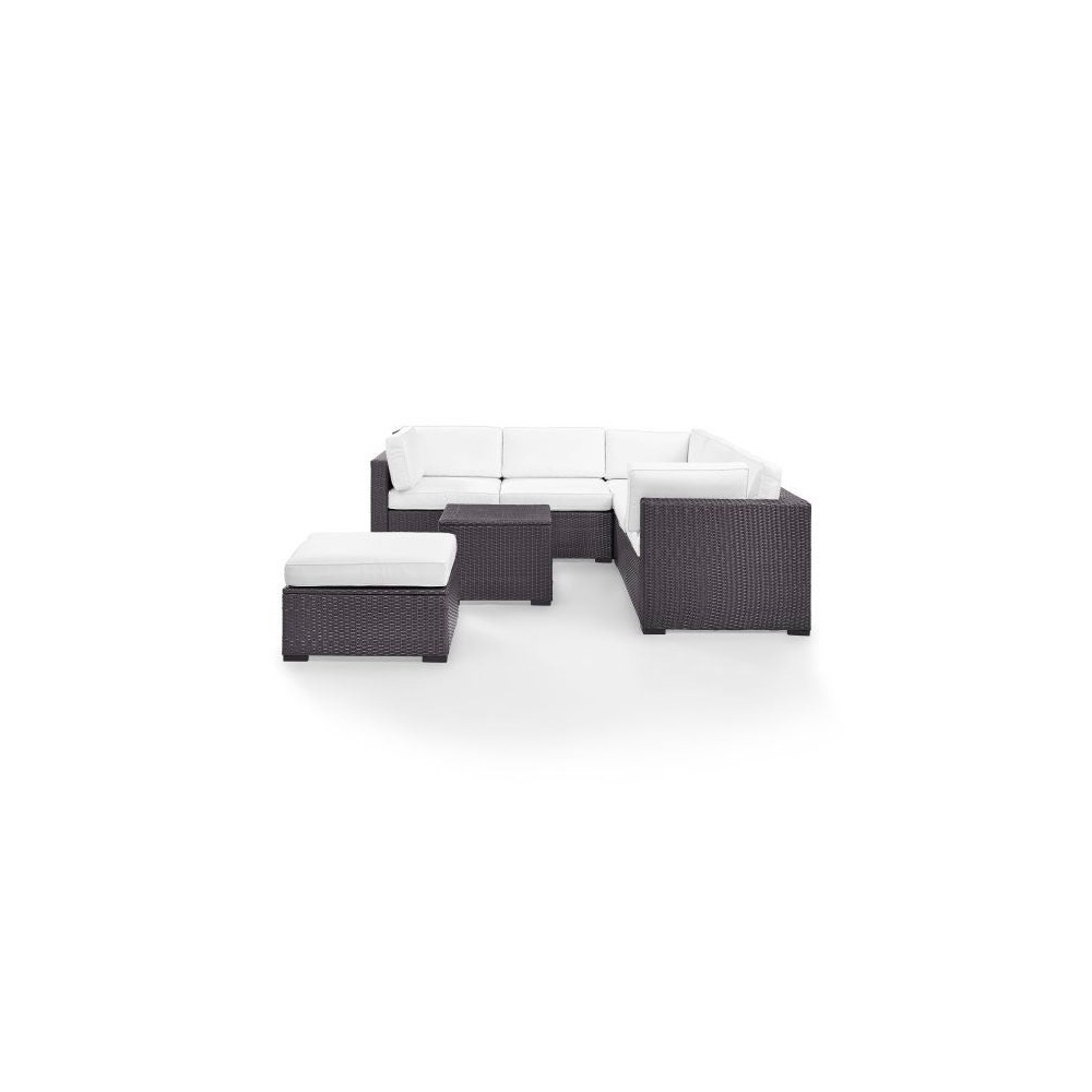 Biscayne 5Pc Outdoor Wicker Sectional Set White