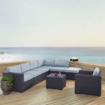 Biscayne 6Pc Outdoor Wicker Sectional Set Mist, KO70107BR-MI