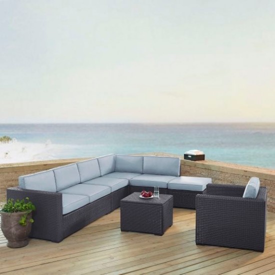 Biscayne 6Pc Outdoor Wicker Sectional Set Mist, KO70107BR-MI