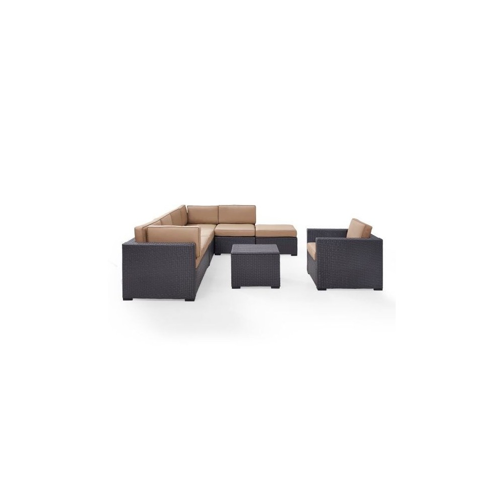 Biscayne 6Pc Outdoor Wicker Sectional Set Mocha, KO70107BR-MO