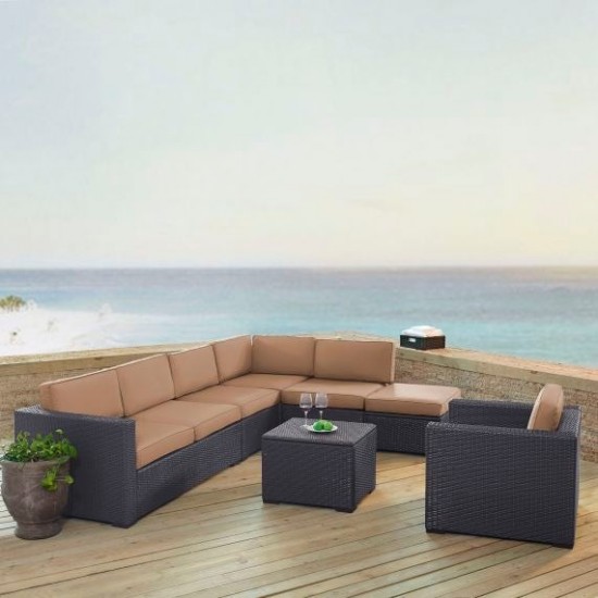 Biscayne 6Pc Outdoor Wicker Sectional Set Mocha, KO70107BR-MO