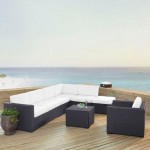 Biscayne 6Pc Outdoor Wicker Sectional Set White, KO70107BR-WH