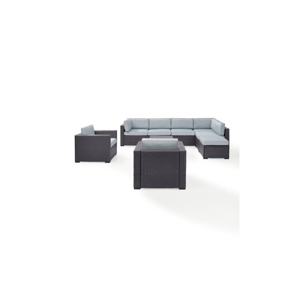 Biscayne 7Pc Outdoor Wicker Sectional Set Mist, KO70108BR-MI