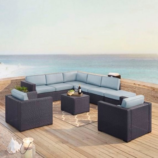 Biscayne 7Pc Outdoor Wicker Sectional Set Mist, KO70108BR-MI