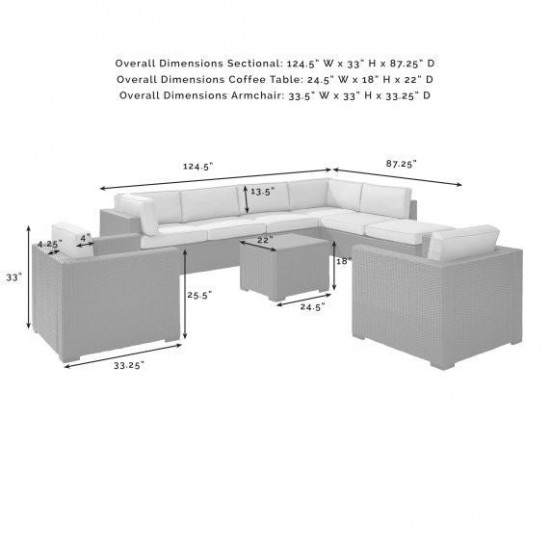 Biscayne 7Pc Outdoor Wicker Sectional Set Mist, KO70108BR-MI