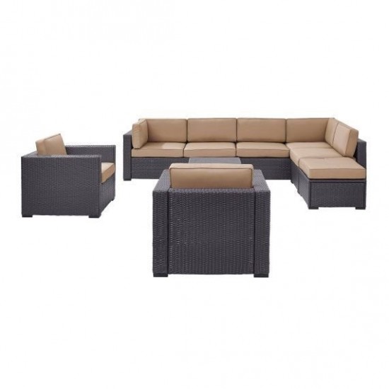 Biscayne 7Pc Outdoor Wicker Sectional Set Mocha, KO70108BR-MO